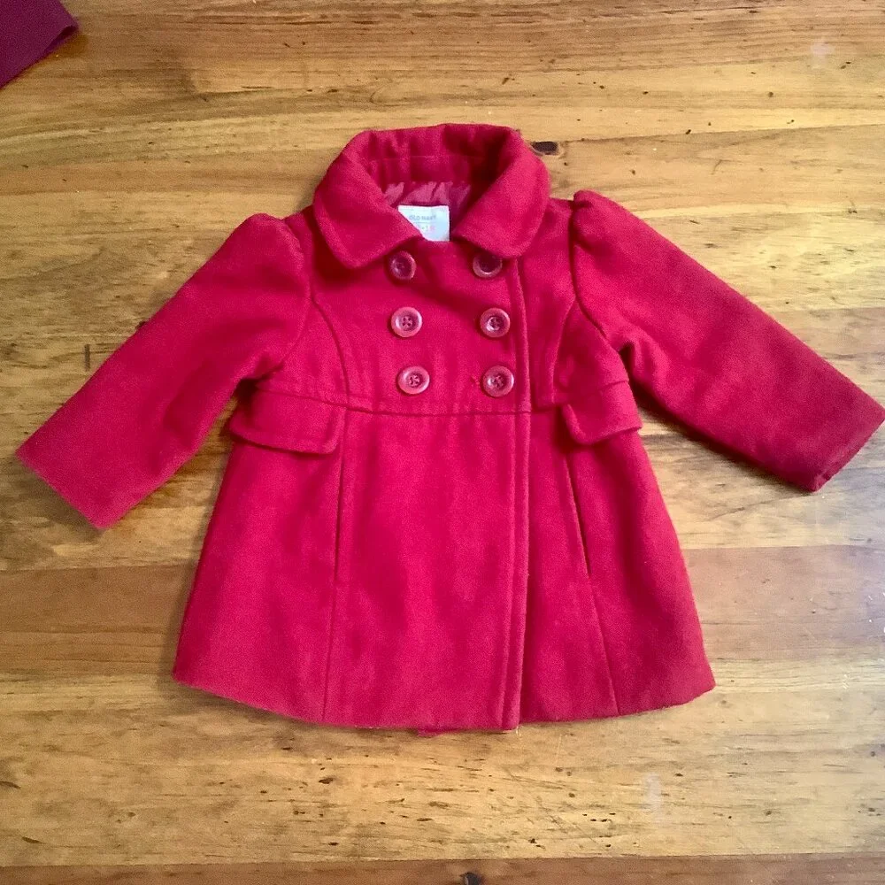 Infant Red Wool Coat Sz 12-18 mos. Old Navy